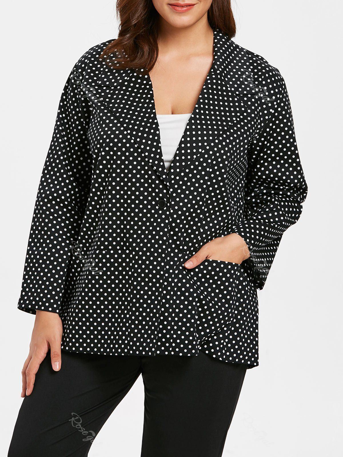

Plus Size Polka Dot Blazer, Black