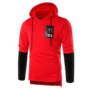 

Zip Embellished Panel Pullover Hoodie, Red wine
