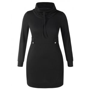 

Plus Size Cowl Neck Mini Tight Dress, Black