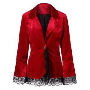 

Velvet Lace Insert Jacket, Red wine