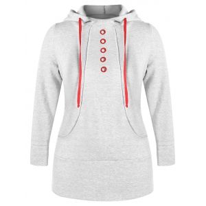 

Front Pocket Plus Size Fleece Hoodie, Light gray