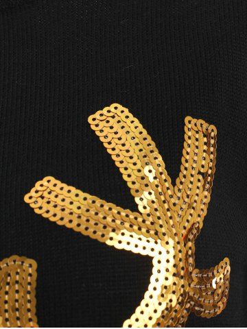 

Christmas Long Sleeve Sequin Elk Sweater, Black