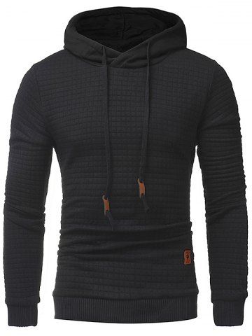 

Applique Solid Pullover Hoodie, Black