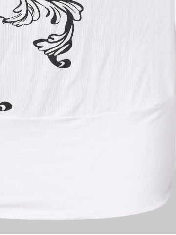 

Flare Sleeve Printed Cold Shoulder Tee, White