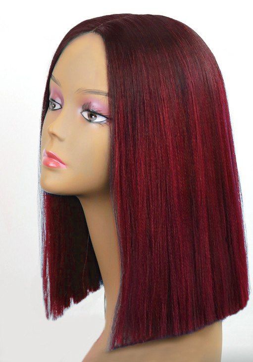 

Medium Colormix Center Parting Straight Synthetic Wig, Red wine
