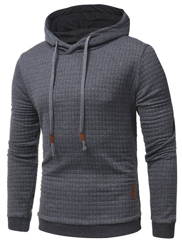 

Applique Solid Pullover Hoodie, Dark gray