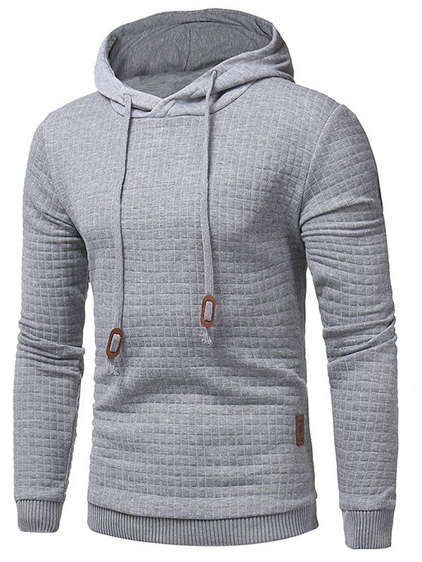 

Applique Solid Pullover Hoodie, Light gray