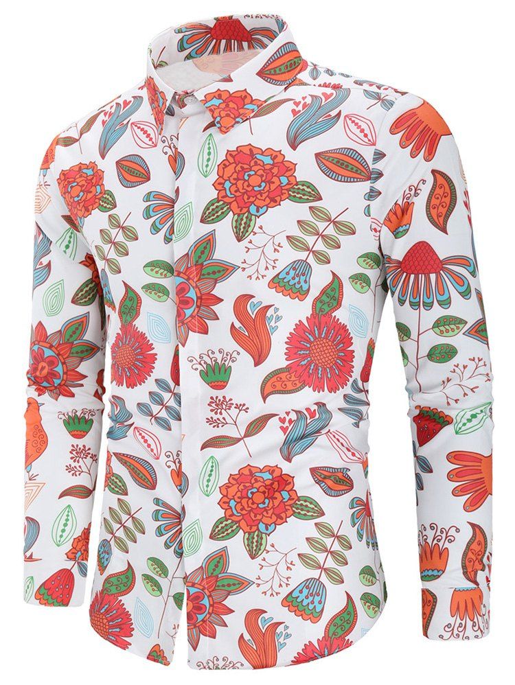 

Plant Print Long Sleeve Shirt, Multi