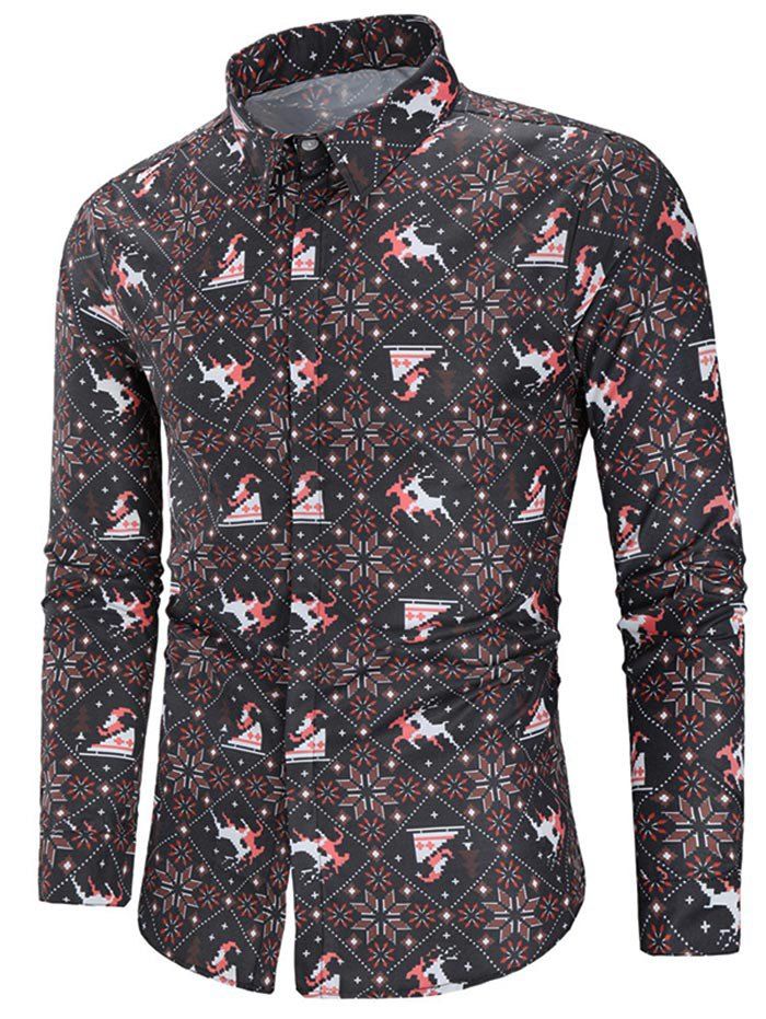 Shops Christmas Deer Print Long Sleeve Shirt  