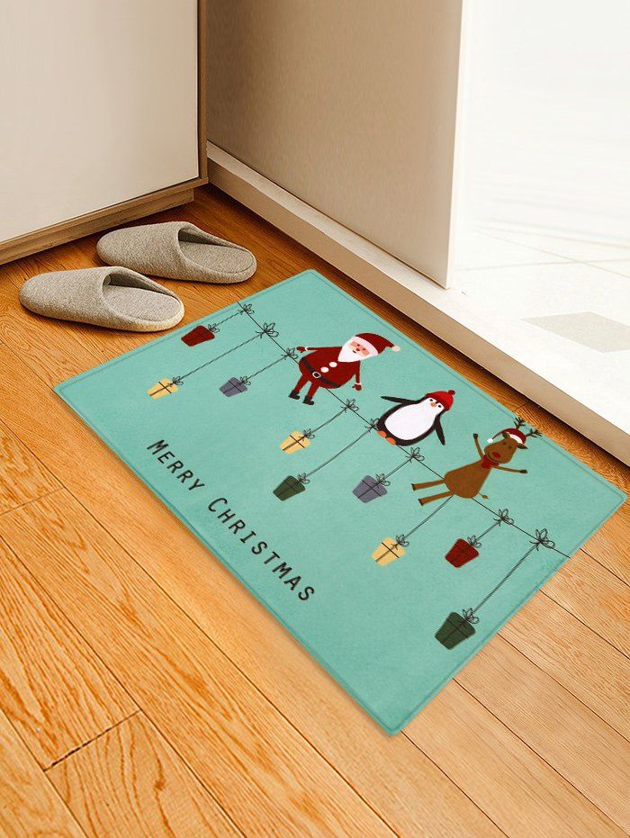 

Christmas Gift Santa Claus Elk Print Area Mat, Multi
