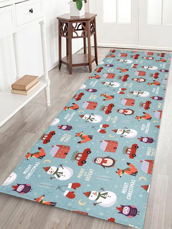 

Christmas Ornaments Animals Snowmen Print Area Mat, Multi