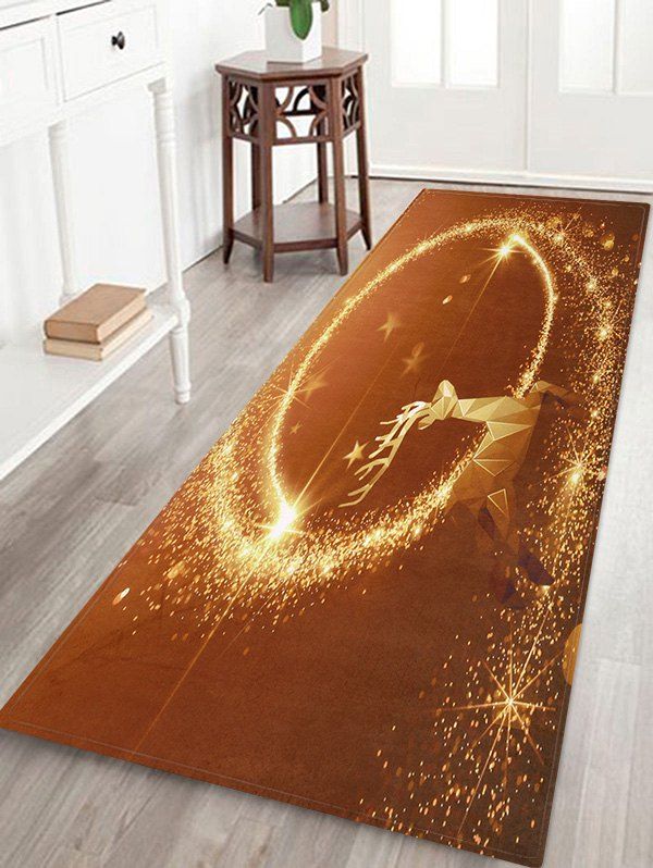 

Running Christmas Elk Printed Skidproof Floor Mat, Multi