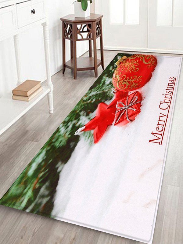 

Christmas Bauble Gift Printed Antiskid Floor Mat, Multi