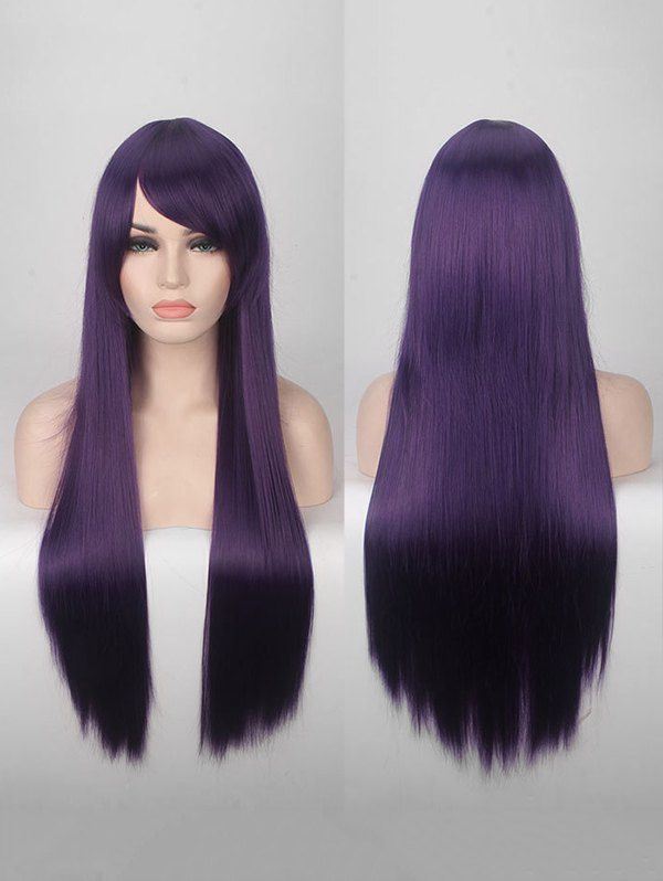 

Long Side Bang Straight Colorful Party Bar Synthetic Wig, Purple