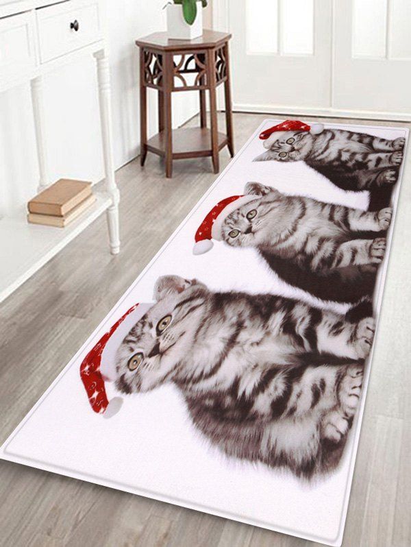 

Christmas Cats Printed Antiskid Floor Mat, Multi