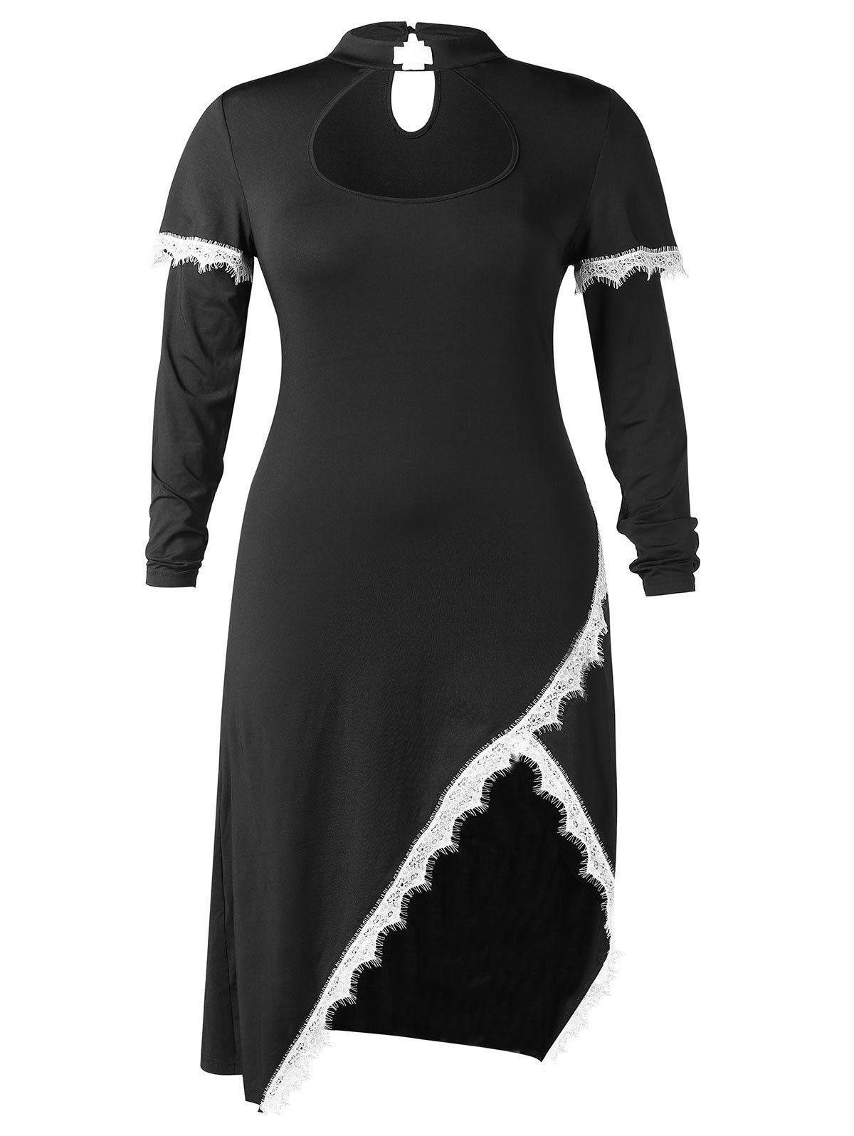 

Plus Size Cut Out Eyelash Lace Halloween Dress, Black