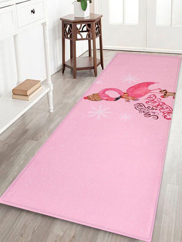 

Christmas Flamingo Printed Decorative Bath Mat, Multi