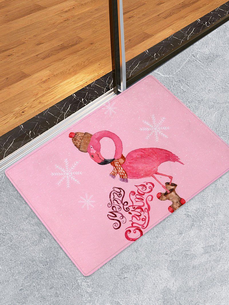 

Christmas Flamingo Printed Decorative Bath Mat, Multi