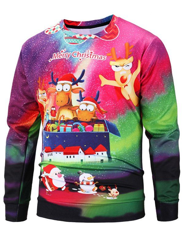 

Christmas Deer Print Pullover Sweatshirt, Blush red