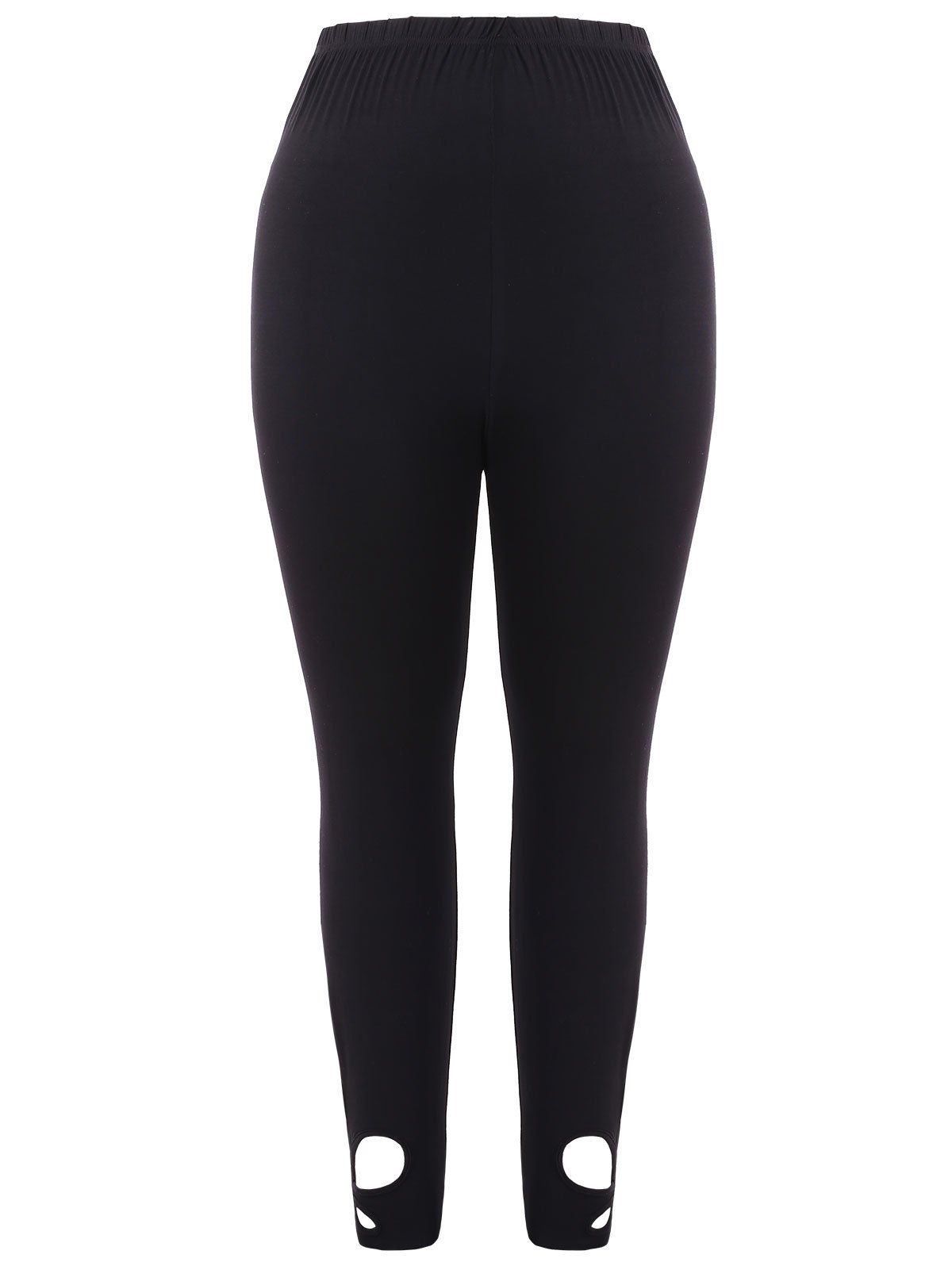Elastic Waist Plus Size Cut Out Leggings, Black