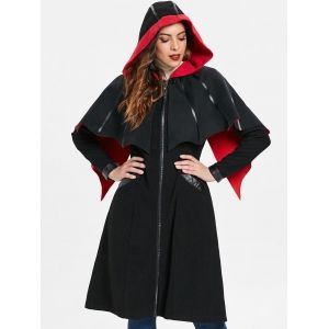 

Zip Up Halloween Long Coat, Black