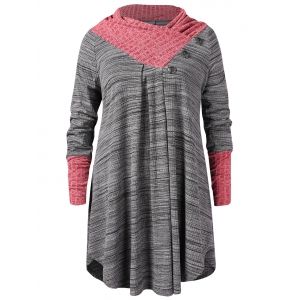 

Plus Size Buttoned Heathered Top, Gray