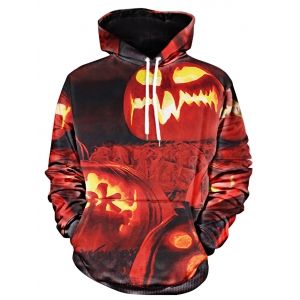 

Halloween Pumpkin Print Drawstring Hoodie, Multi