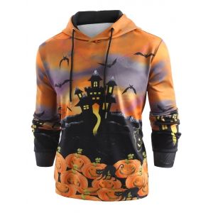 

Halloween Pumpkins Print Casual Hoodie, Multi