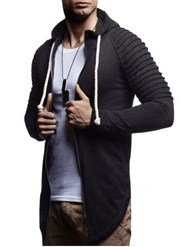 

Split Curve Hem Raglan Sleeve Hoodie, Black