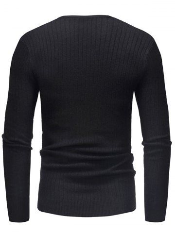 

Solid V Neck Pullover Sweater, Black