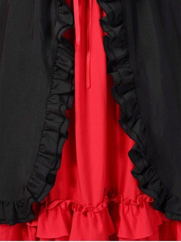 

Plus Size Halloween Lace Up Ruffled High Waist Dress, Black