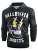 Sweat-Shirt à Capuche avec Imprimé Éclairs et Crâne d'Halloween - Noir XS