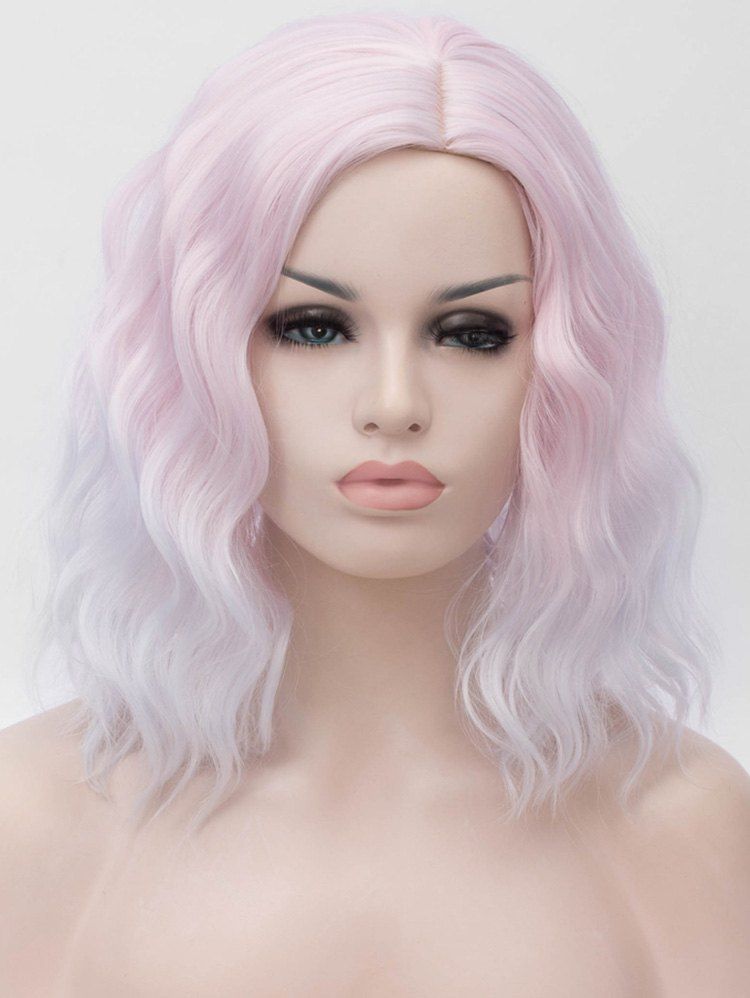 

Medium Two Tone Colorful Natural Wavy Cosplay Synthetic Wig, Multi-b