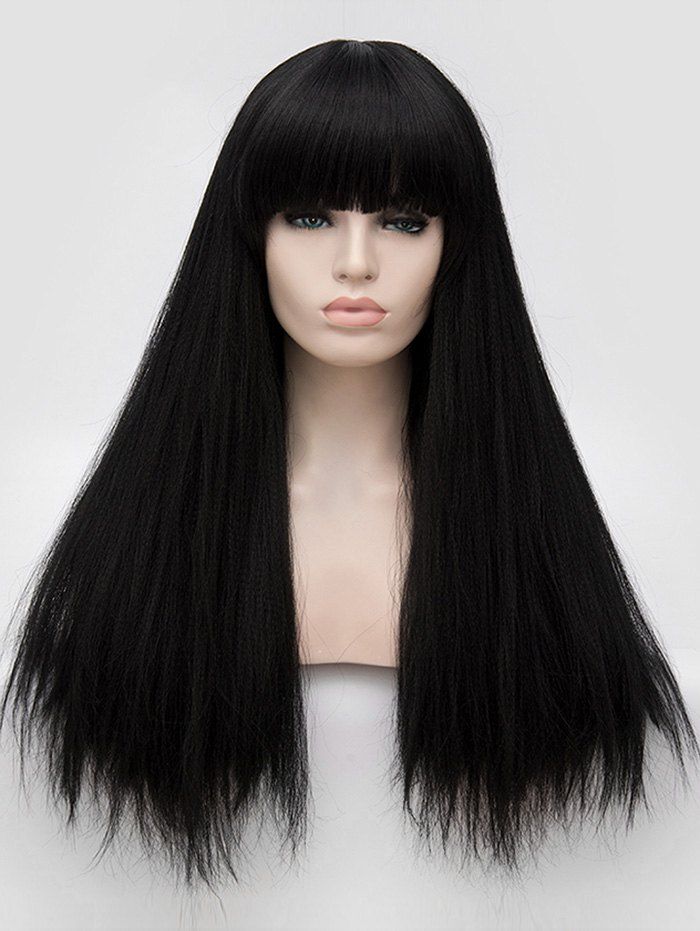 

Long Full Bang Straight Party Synthetic Wig, Black