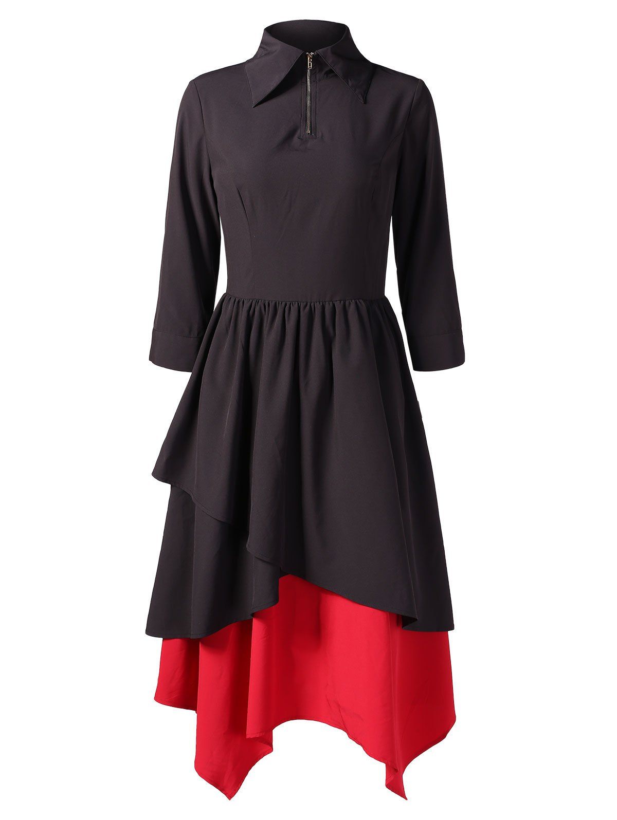 

Color Block High Waist Long Dress, Black