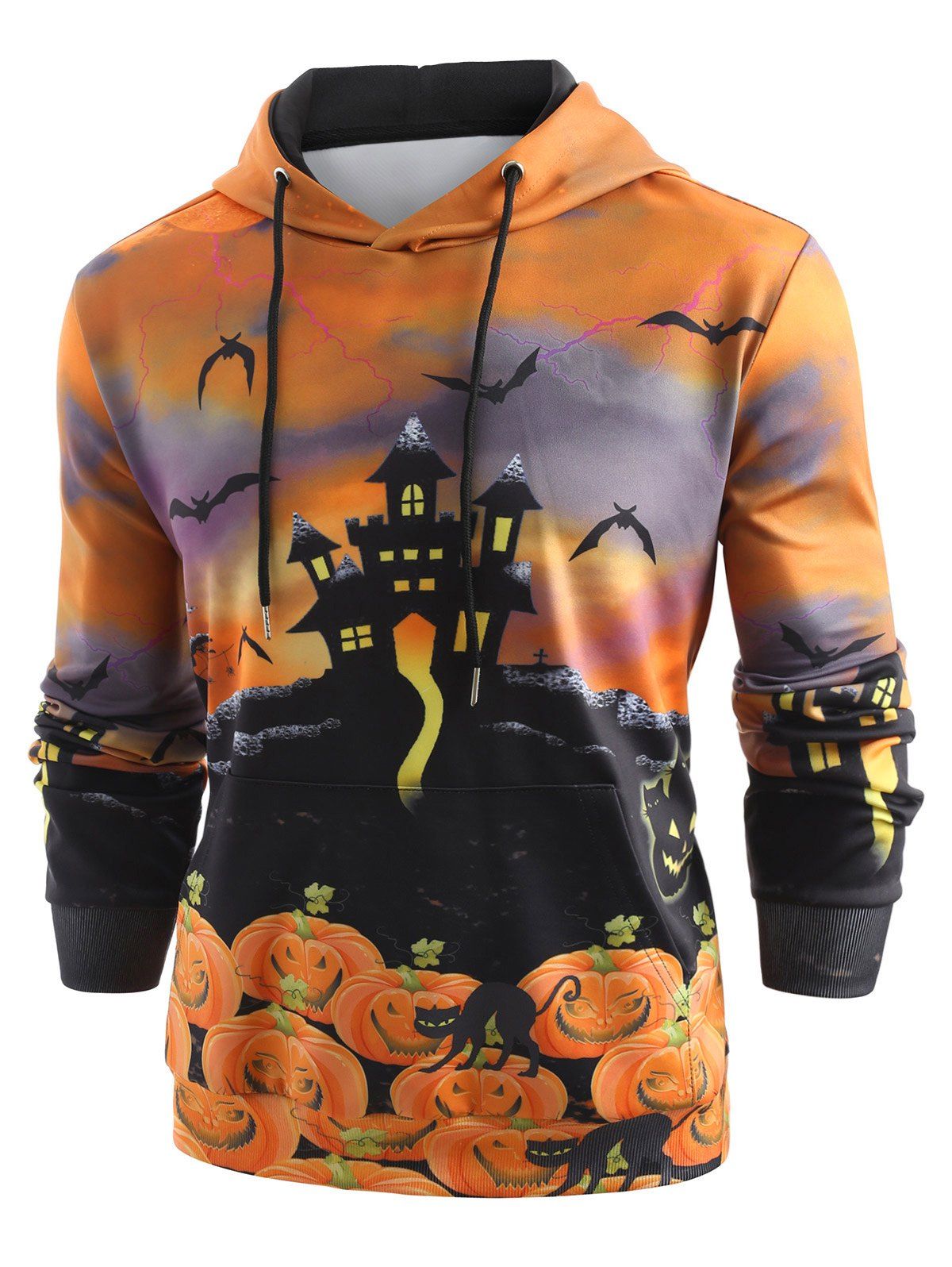 

Halloween Pumpkins Print Casual Hoodie, Multi