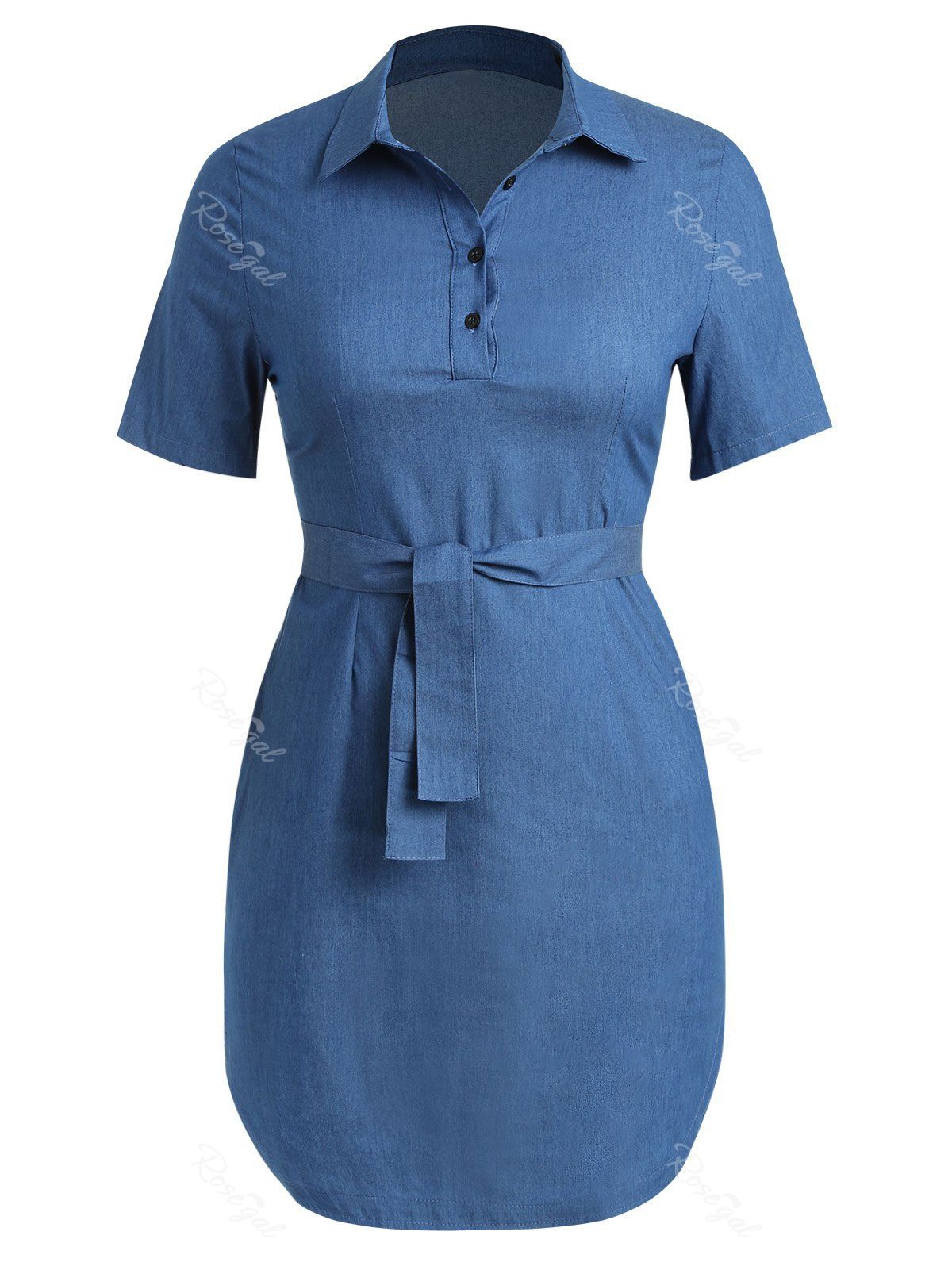 

Plus Size Casual Denim Dress, Denim blue