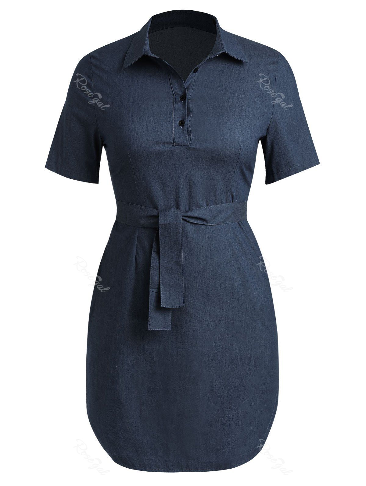 

Plus Size Casual Denim Dress, Denim dark blue