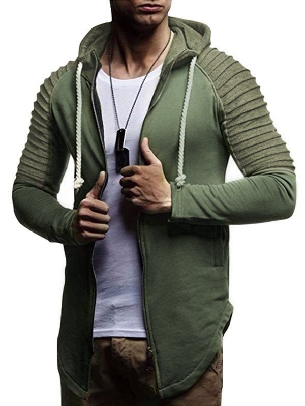 

Split Curve Hem Raglan Sleeve Hoodie, Camouflage green