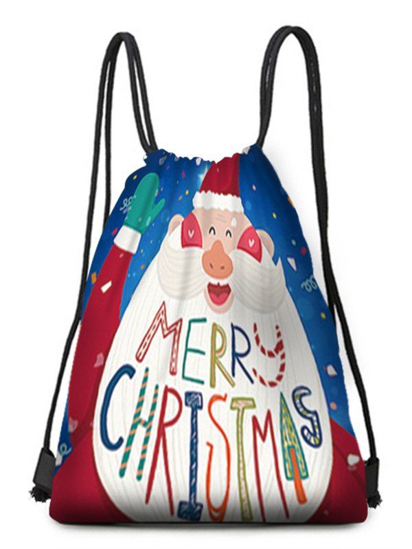 

Cartoon Santa Claus Print Drawstring Christmas Gift Bag, Multi