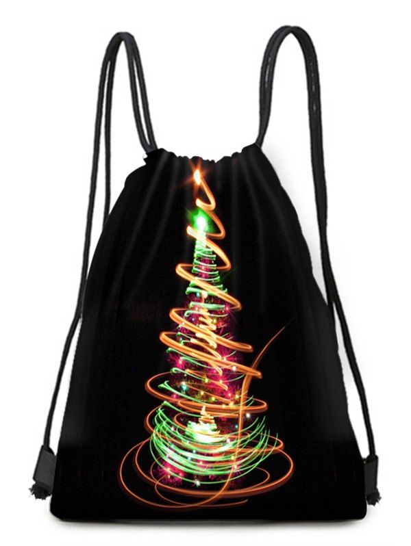 

Fluorescent Tree Print Drawstring Christmas Gift Bag, Multi