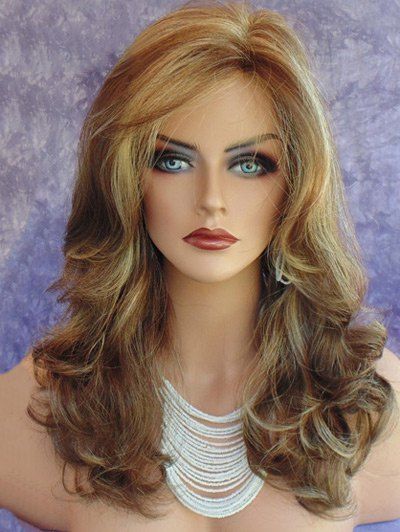 

Long Colormix Side Bang Wavy Synthetic Wig, Multi