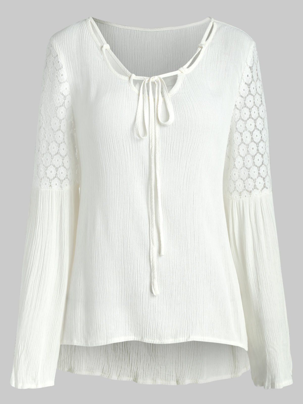 

Lace Insert Cut Out Blouse, White