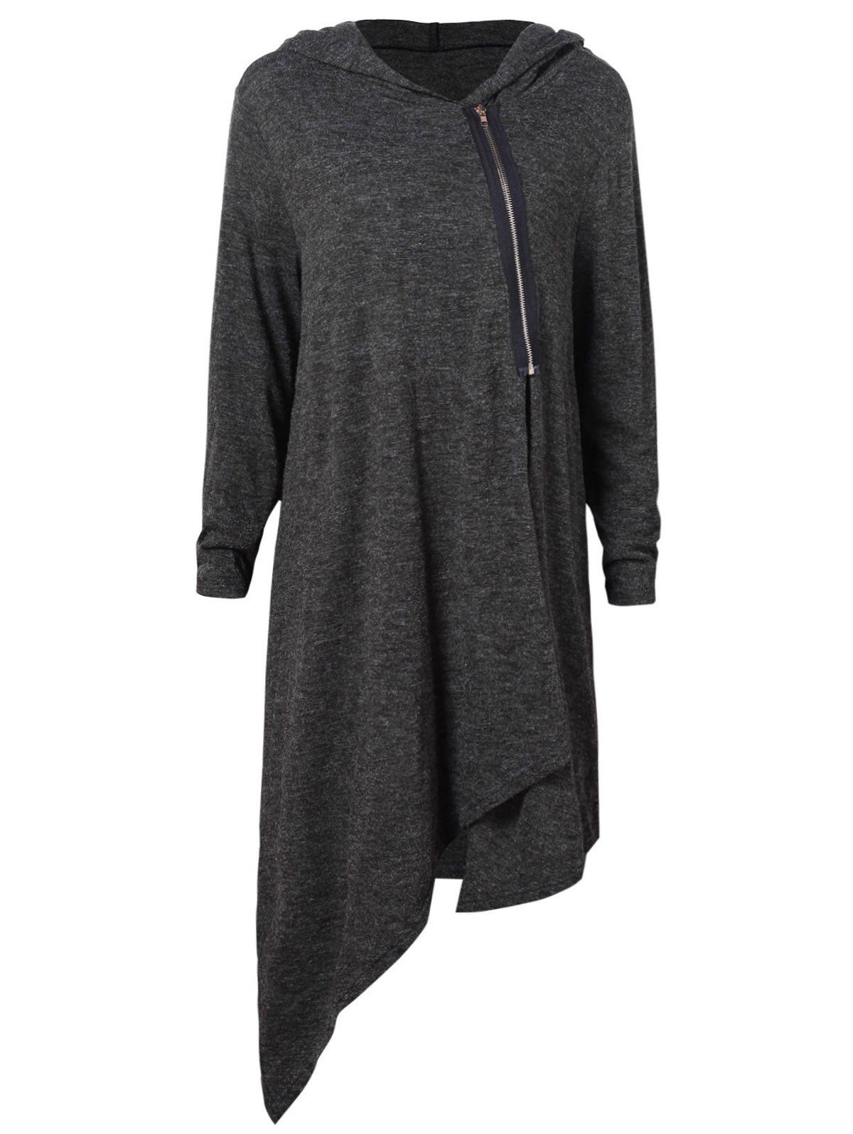 

Long Zip Up Hoodie, Carbon gray
