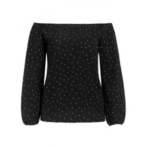 

Polka Dot Off The Shoulder Blouse, Black