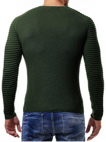 

Raglan Sleeve Pleated Pullover Sweater, Army green