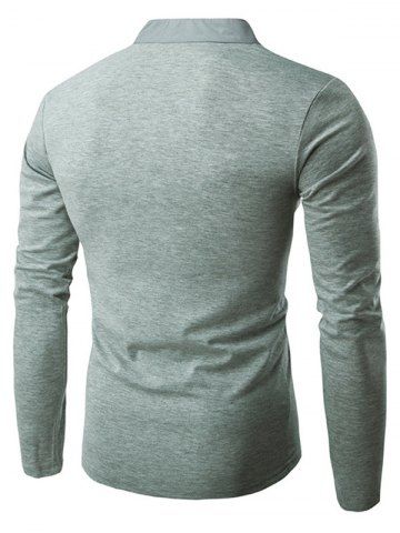 

Stand Collar Long Sleeve Solid T-shirt, Light gray