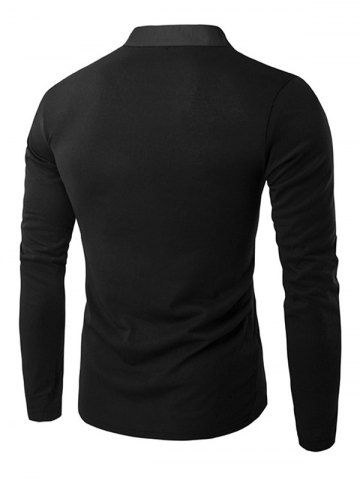 

Stand Collar Long Sleeve Solid T-shirt, Black