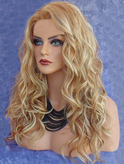 

Long Side Bang Colormix Wavy Synthetic Wig, Multi