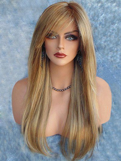 

Long Side Bang Colormix Straight Synthetic Wig, Multi